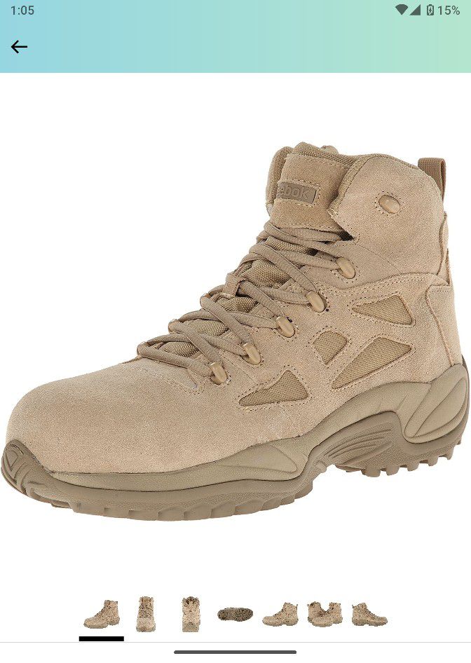 Reebok mens Rapid Response Rb Safety Toe 6" Stealth With Side Zipper Military Tactical Boot, Desert Tan, 7.5 US

