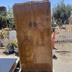 vintage wood armoire/wardrobe cabinet