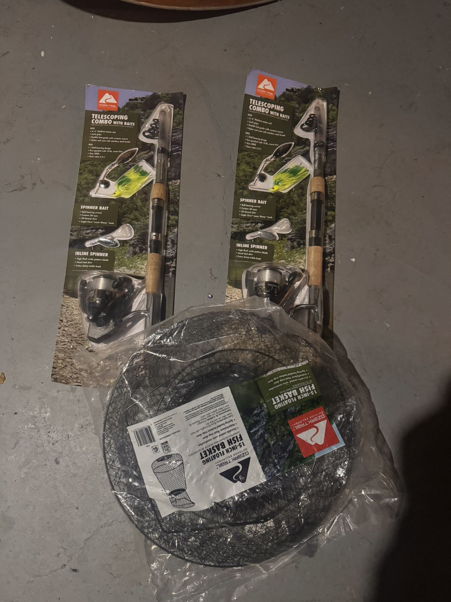 Fishing Poles And Fish basket  