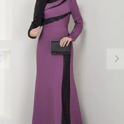 Purple And Black Maxi Dress With Sequins