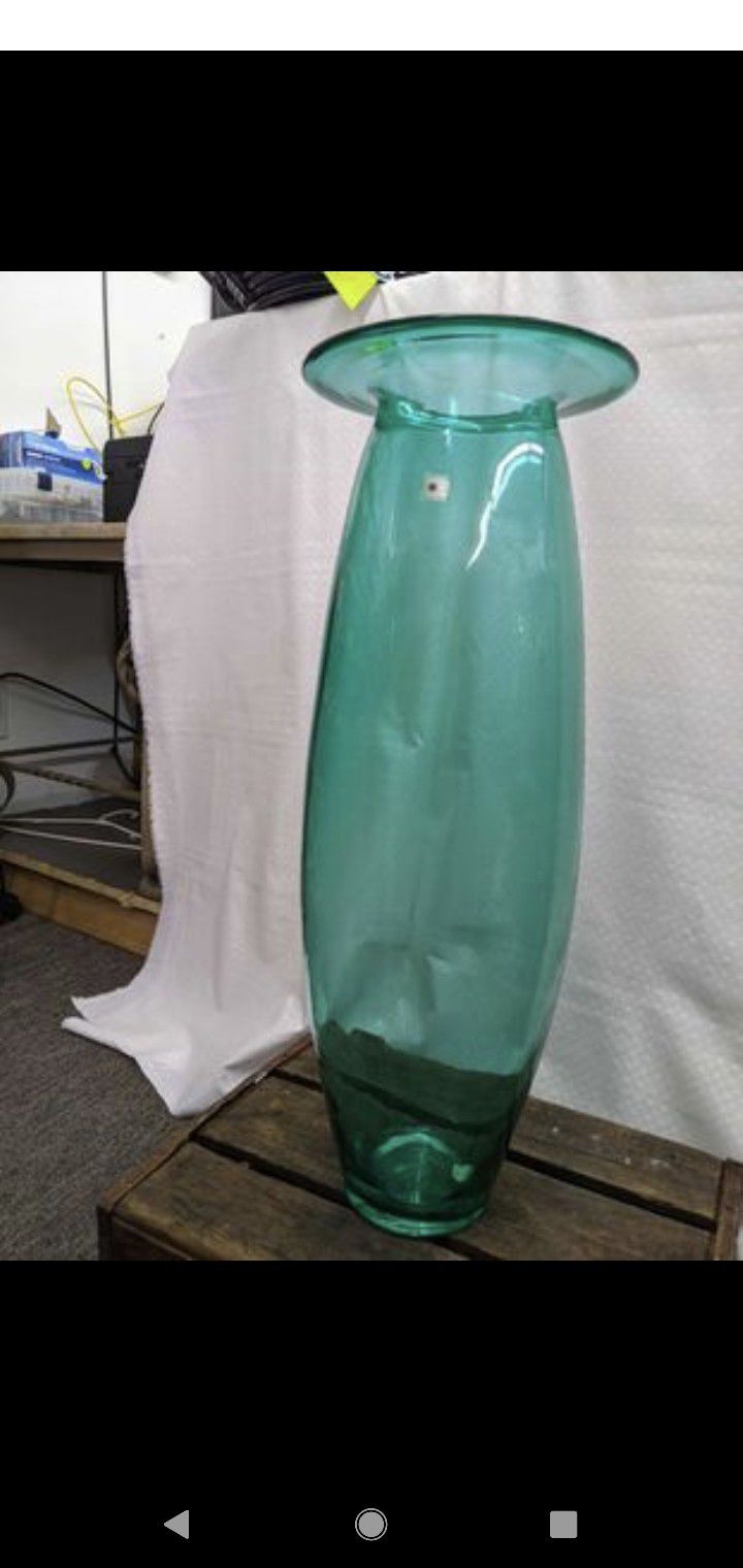 26" Blenko Teal Green Floor Vase #9021L