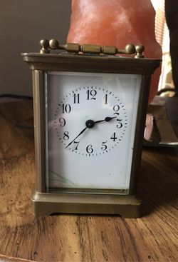 Antique French brass miniature carriage clock