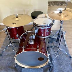 Gretsch Catalina birch 22 12 14” drum set PDP 14” FS birch snare Zildjian Sabian cymbals PDP boom stands & throne Tama hihat bass pedal $700 cash In U