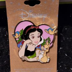 Disney Princess Snow White With Forest Animals Enamel Metal Pin 