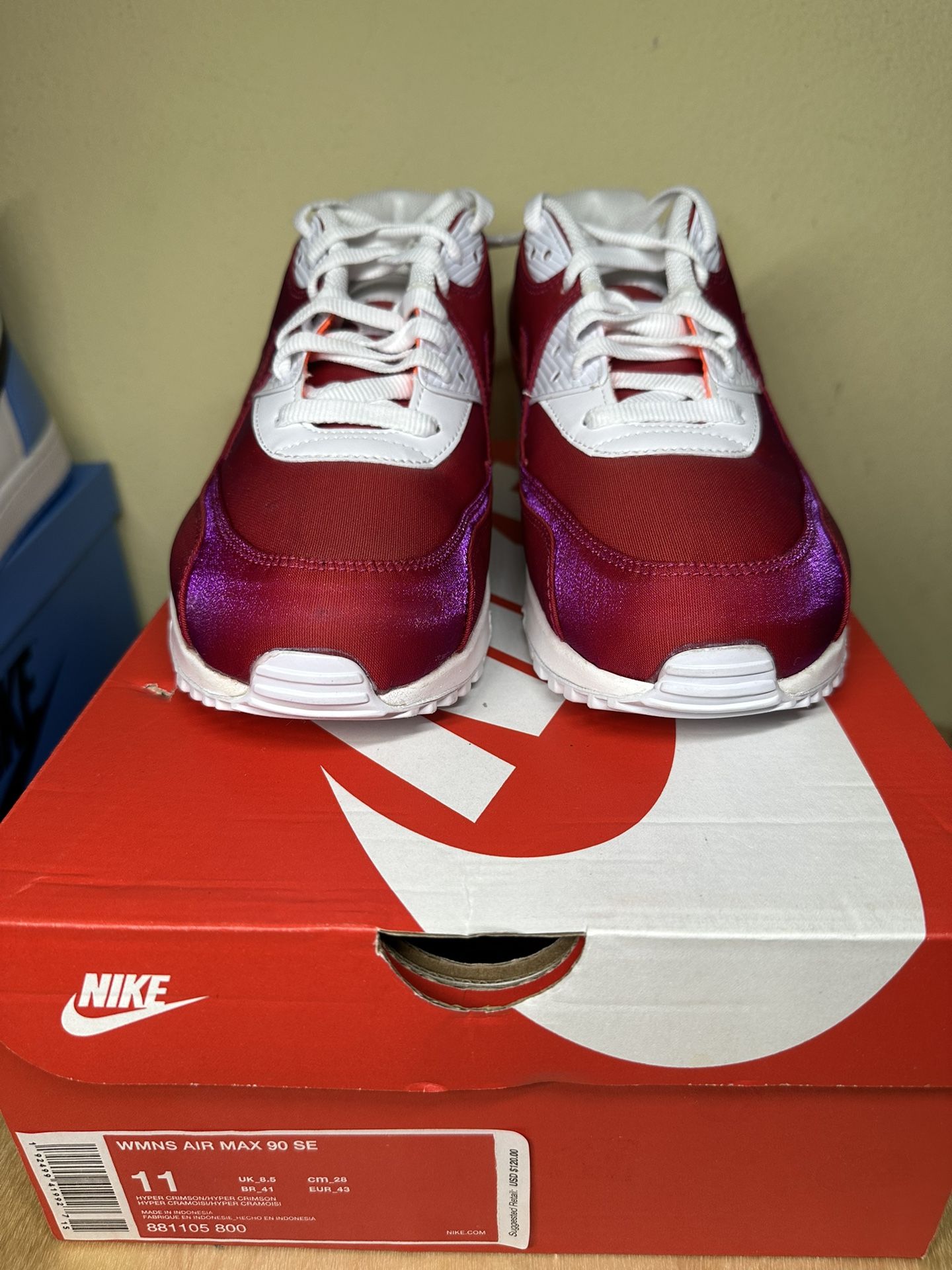 DS Women's Nike Air Max 90 SE “Hyper Crimson” (2019) size 11W