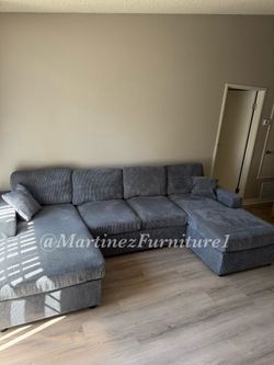 BRAND NEW GREY DOUBLE CHAISE SECTIONAL SOFA COUCH (NEW IN BOXES)