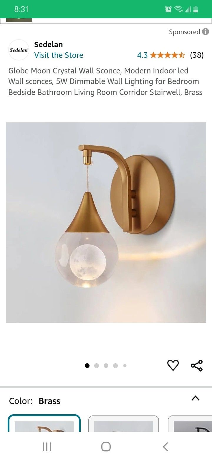 Modern Crystal Globe Moon Wall Sconce