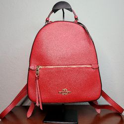 Coach Jordyn Backpack Red With Signature Canvas