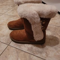 Girls Brown Suede Boots With Fur Size 5 Brand New From Kohls