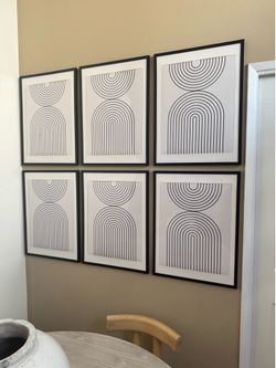 Set of 6 Black Framed Abstract Wall Art