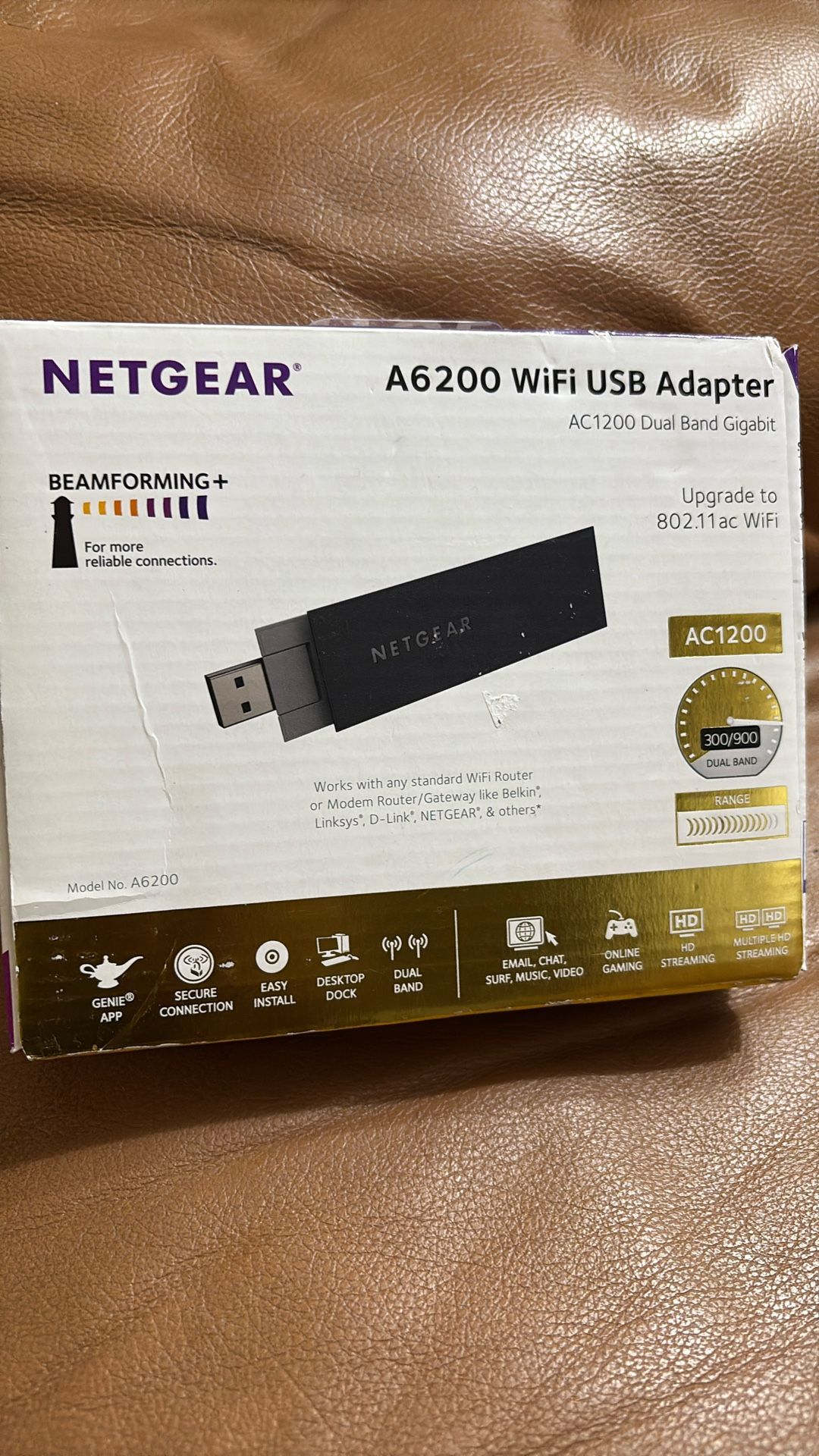 NetGear A6200 WiFi USB Adapter Beamforming New In Box