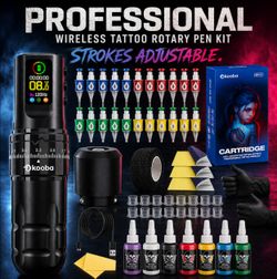 PROFESSIONAL WIRELESS TATTO  ROTARY PEN KIT. STROKES ADJUSTABLE.