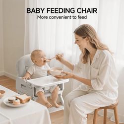 3-in-1 Portable Baby High Chair for Babies and Toddlers, Convertible Easy Clean Infant Foldable Highchair with Adjustable Legs & Dishwasher Safe Tray,