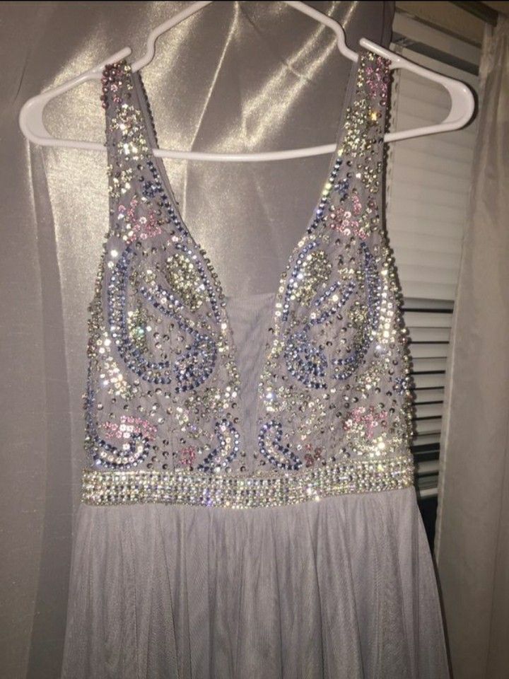 Grey Sparkly Prom Dress