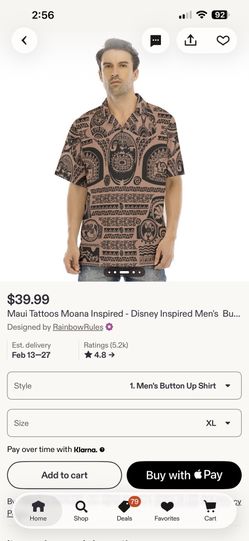 Moana/ Maui Men’s XL Shirt