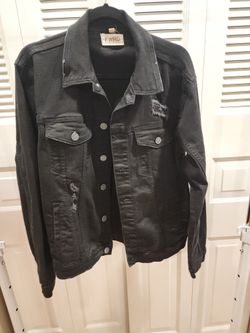 Black Jean Jacket - Gently Used - Size Large