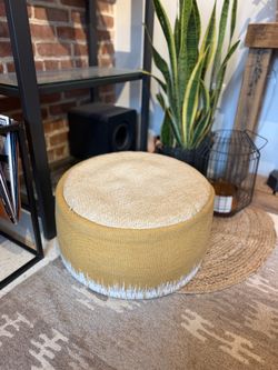 Mustard Yellow Round Pouf / Ottoman