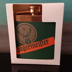 New Jagermeister Flask 5 oz. w/ Funnel Stainless Steel 