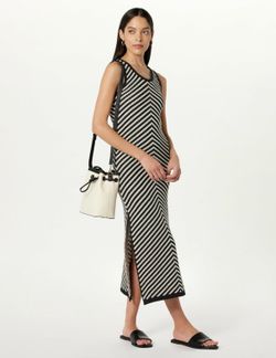 The Drop Black and White Chevron Cotton Crochet Dress Size XXS