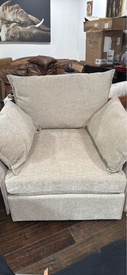 Oversized Beige Upholstered Accent Chair