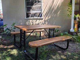 Outdoor Picnic Table with Two Benches