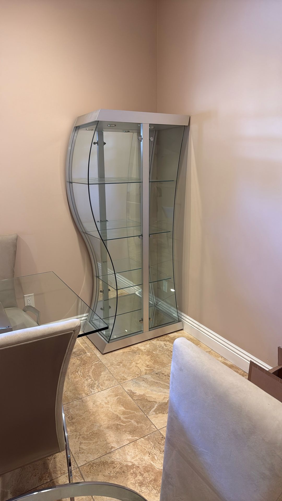 2 Pieces Mirror Glass Showcase 