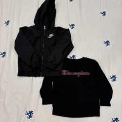 Nike Sportswear Windrunner Toddler Full-Zip Jacket & Champion Crewneck Sweater
