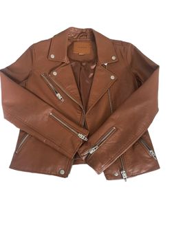 Blank NYC Cognac Life Changer Leather Moto Jacket NEW S