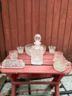 Crystal Decanter And Glassware 