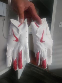 Nike Vapor Football Gloves (White & Red)