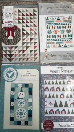 Assorted Christmas, Summer, and Pumpkin themed quilt patterns