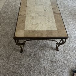 Marble Coffee Table With Wrought Iron Legs