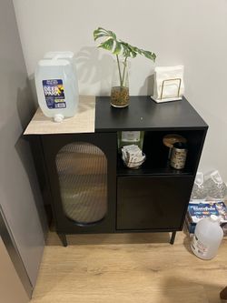 Coffee cabinet/Bar Cabinet with Fluted Glass Door