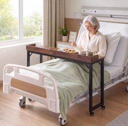 Overbed Table with Wheels, 16" D x 71" W x 41" H Mobile Bed Desk
Queen Full Size Mobile Computer Desk with eavy Duty Metal Leg, Standing Laptop Cart,