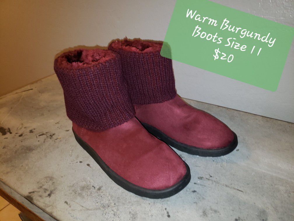 **Size 11 Warm Burgundy Boots!!**