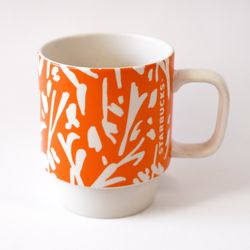 Starbucks Orange & White Spring 2016 12 FL OZ Orange Ceramic Coffee Mug Tea Cup