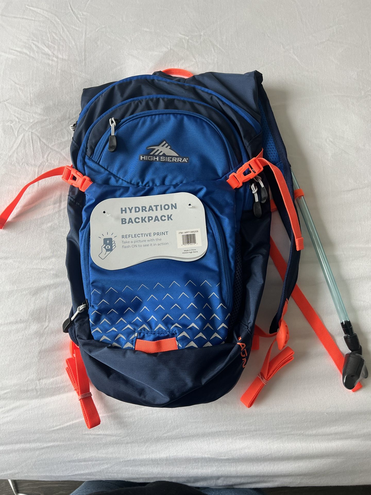 High Sierra 2L Hydration Pack Cycling Hiking Backpack Blue/Orange