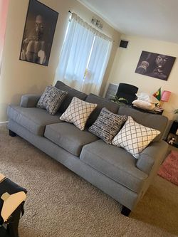 Gray 3-Seat Upholstered Sofa
