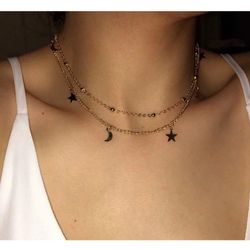 Two chokers Moon / Star and minimalist spheres