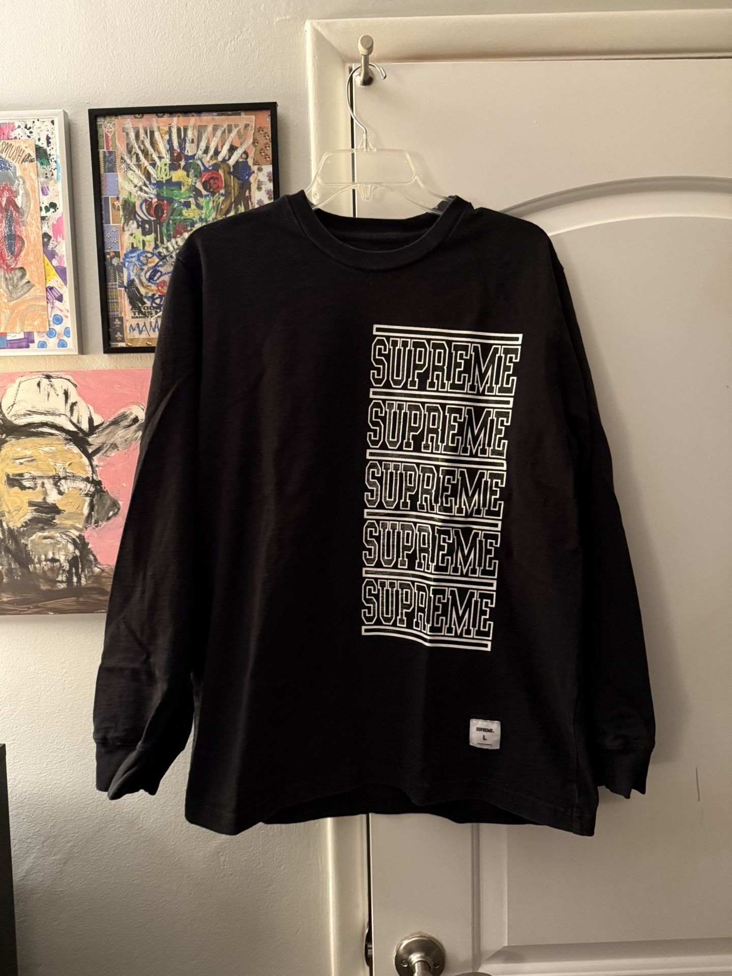 Supreme Stacked Logo SS18 black long sleeve