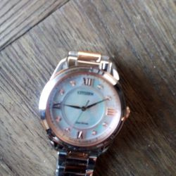 Women's Rose Gold Citizen Watch With Diamond Crystal On Interface