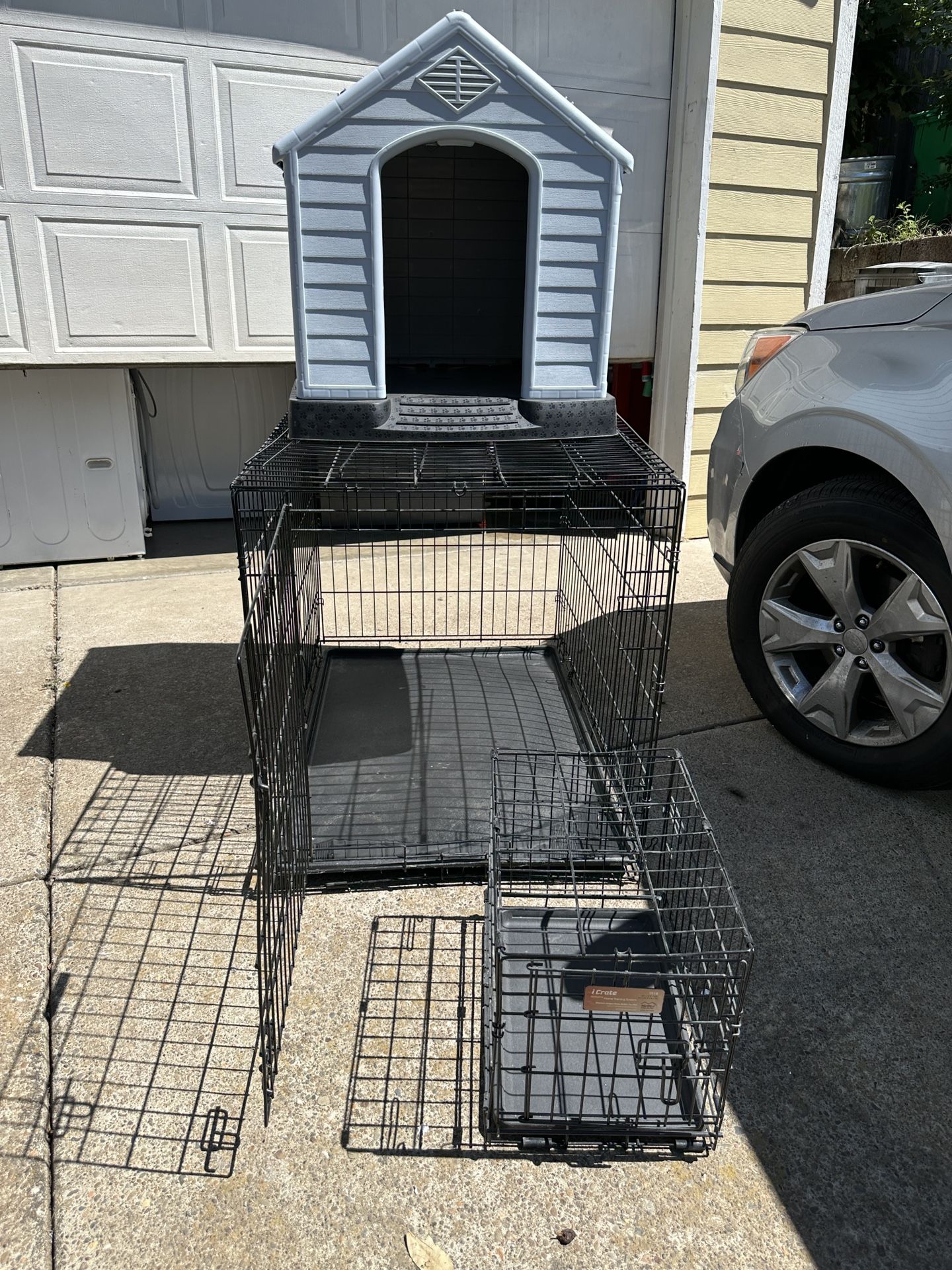 Large Dog Cage Plus Little Dog House And Cage