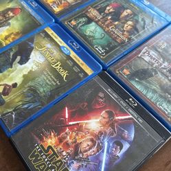 Star Wars Force Awakens + Jungle Book + Pirates of the Caribbean + Dead Man’s Chest + At Worlds End + Stranger Tides Disney Blu-ray