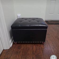 Two (2) Leather Storage Ottomans,Vintage Brown, 24''