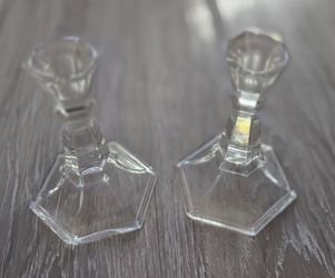 Princess House 854.  24 Lead Crystal Candlestick holders 2 pc Used