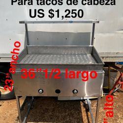 Carro, vaporera para tacos de cabeza de acero inoxidable