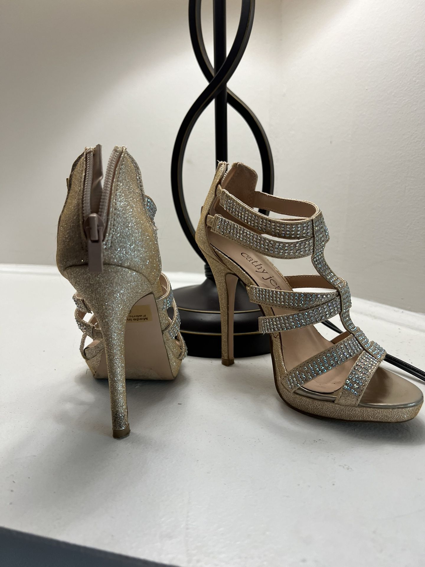 Cathy Jean 4 Inch Strappy Gold Heels