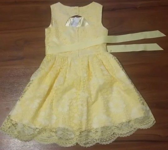Girls Lace Fit And Flare Dress - yellow