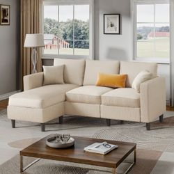 New Morden 73.6" Upholstered Sectional Sofa couch with Ottoman for Living Room, Apartment, Lounge,Bedroom, Washable Covers  New in box SF-JS-SF85-NK *