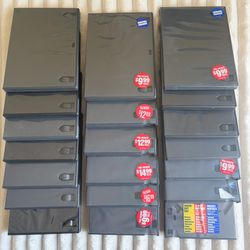 20 Assorted Blockbuster and Standard Single & Double 2-Disc Black DVD Holder Storage Cases w/ Clear Sleeves